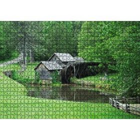 Cakapuzzle Orman Kenarındaki Ahşap Kulübe ve Değirmen 1000 Parça Puzzle
