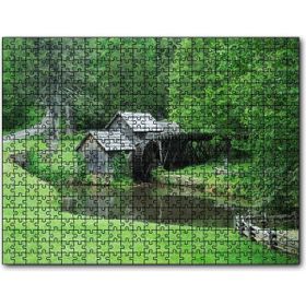 Cakapuzzle Orman Kenarındaki Ahşap Kulübe ve Değirmen 500 Parça Puzzle