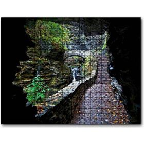 Cakapuzzle Orman Mağara Merdivenler ve Şelale Mdf 1000 Parça Puzzle