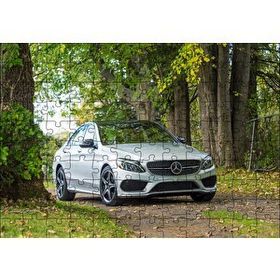 Cakapuzzle Orman Patikası ve Gri Mercedes 120 Parça Ahşap Puzzle