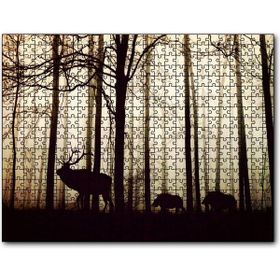 Cakapuzzle Orman Sisler Domuz ve Geyik Silüetleri Mdf 120 Parça Puzzle