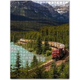 Cakapuzzle Orman ve Göl Kıyısından Geçen Tren ve Dağlar 120 Parça Puzzle