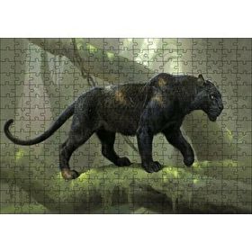 Cakapuzzle Orman Ve Kara Panter Görseli 120 Parça Ahşap Puzzle