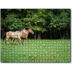 Cakapuzzle Orman Yeşil Çayırlar ve Bir Çift At Mdf 1000 Parça Puzzle