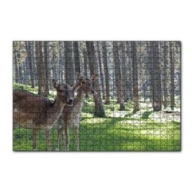 Cakapuzzle Orman Yeşil çimler ve İki Dişi Geyik 120 Parça Ahşap Puzzle