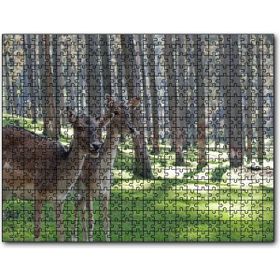 Cakapuzzle Orman Yeşil Çimler ve İki Dişi Geyik Mdf 120 Parça Puzzle