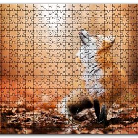 Cakapuzzle Orman Zemininde Yapraklar ve Yukarı Bakan Tilki Mdf 1000 Parça Puzzle