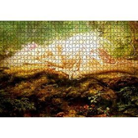 Cakapuzzle Orman Zemininde Yatan Sarı Saçlı Melek 120 Parça Ahşap Puzzle