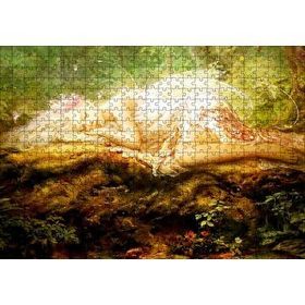 Cakapuzzle Orman Zemininde Yatan Sarı Saçlı Melek 120 Parça Ahşap Puzzle