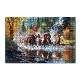 Cakapuzzle Ormanda Akarsu Şelale ve Yaban Atları 120 Parça Ahşap Puzzle
