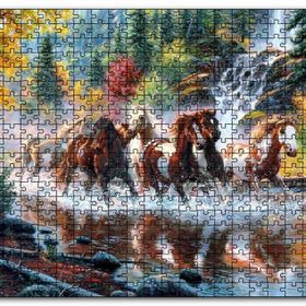 Cakapuzzle Ormanda Akarsu Şelale ve Yaban Atları Mdf 120 Parça Puzzle
