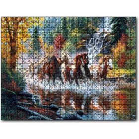 Cakapuzzle Ormanda Akarsu Şelale ve Yaban Atları Mdf 120 Parça Puzzle