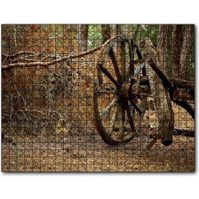 Cakapuzzle Ormanda Eski At Arabası Tekerleği Mdf 1000 Parça Puzzle