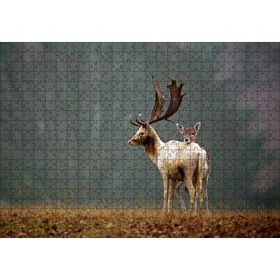 Cakapuzzle Ormanda Geyik ve Yavrusu Mdf 500 Parça Puzzle