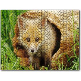 Cakapuzzle Ormanda Kütüğün İçinden Çıkan Meraklı Yavru Tilki 1000 Parça Puzzle