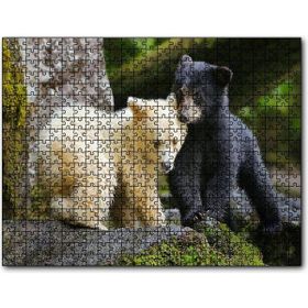 Cakapuzzle Ormanda Sarı ve Siya Ayı Yavruları Görseli Mdf 500 Parça Puzzle