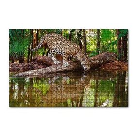 Cakapuzzle Ormanda Su İçen Leopar Görseli 120 Parça Ahşap Puzzle