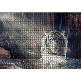 Cakapuzzle Ormanda Uyuyan Beyaz Kaplan ve Güneş Işıkları Mdf 1000 Parça Puzzle