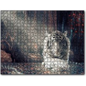 Cakapuzzle Ormanda Uyuyan Beyaz Kaplan ve Güneş Işıkları Mdf 500 Parça Puzzle