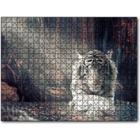 Cakapuzzle Ormanda Uyuyan Beyaz Kaplan ve Güneş Işıkları Mdf 500 Parça Puzzle