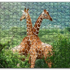 Cakapuzzle Ormanda Zürafa Çifti Mdf 120 Parça Puzzle