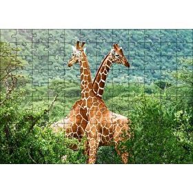 Cakapuzzle Ormanda Zürafa Çifti Mdf 120 Parça Puzzle