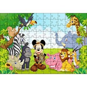 Cakapuzzle Ormandaki Arkadaşlarla Mickey Mouse Safari Mdf 120 Parça Puzzle