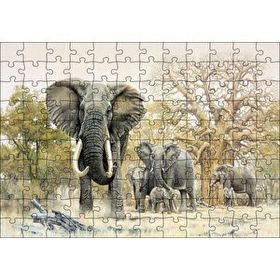 Cakapuzzle Ormandaki Fil Gurubu Görseli Mdf 120 Parça Puzzle