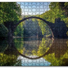 Cakapuzzle Ormandaki Kavisli Köprü ve Sudaki Aksi Mdf 120 Parça Puzzle