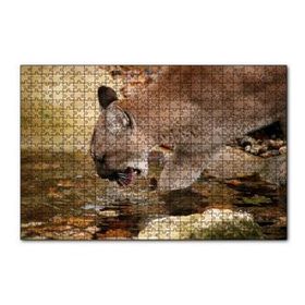 Cakapuzzle Ormandaki Puma Derede Su İçerken Görseli 120 Parça Ahşap Puzzle