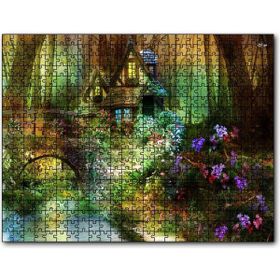 Cakapuzzle Ormandaki Sevimli Kulübe Köprü ve Çiçekler 255 Parça Puzzle