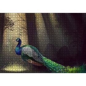 Cakapuzzle Ormandaki Yalnız Tavuskuşu ve Ağaçlar 120 Parça Ahşap Puzzle