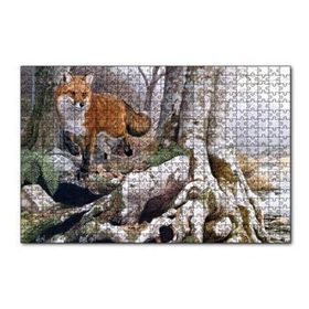 Cakapuzzle Ormandaki Yaşlı Ağaç ve Kahverengi Tilki 120 Parça Ahşap Puzzle