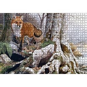 Cakapuzzle Ormandaki Yaşlı Ağaç ve Kahverengi Tilki 120 Parça Ahşap Puzzle