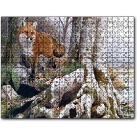 Cakapuzzle Ormandaki Yaşlı Ağaç ve Kahverengi Tilki Mdf 1000 Parça Puzzle