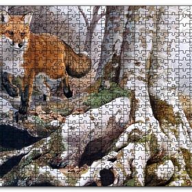 Cakapuzzle Ormandaki Yaşlı Ağaç ve Kahverengi Tilki Mdf 120 Parça Puzzle