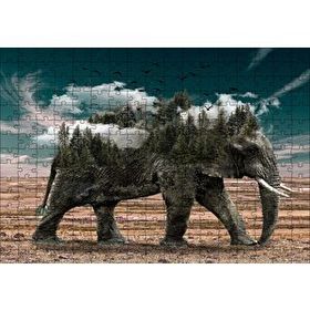 Cakapuzzle Ormanları ve Bulutları Barındıran Fil 120 Parça Ahşap Puzzle