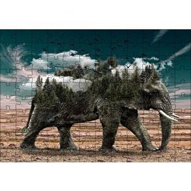 Cakapuzzle Ormanları ve Bulutları Barındıran Fil 120 Parça Ahşap Puzzle