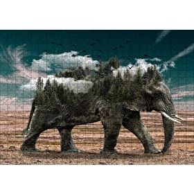 Cakapuzzle Ormanları ve Bulutları Barındıran Fil 120 Parça Ahşap Puzzle