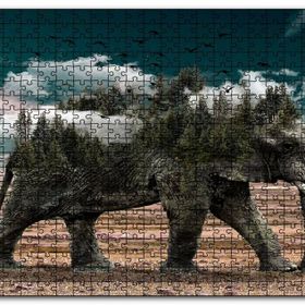 Cakapuzzle Ormanları ve Bulutları Barındıran Fil Mdf 120 Parça Puzzle