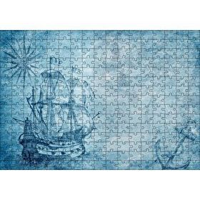 Cakapuzzle Orta Dünya Haritası ve Yelkenli Gemi 120 Parça Ahşap Puzzle