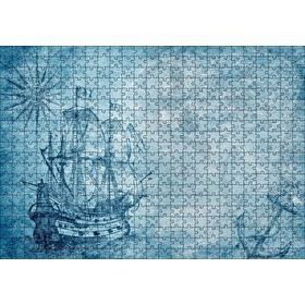 Cakapuzzle Orta Dünya Haritası ve Yelkenli Gemi 500 Parça Puzzle
