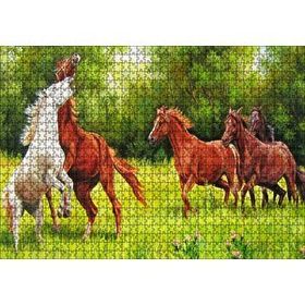Cakapuzzle Özgür Atlar Ormanda Görseli 120 Parça Ahşap Puzzle