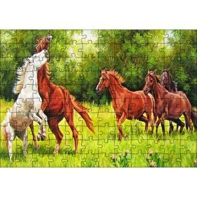 Cakapuzzle Özgür Atlar Ormanda Görseli 120 Parça Ahşap Puzzle