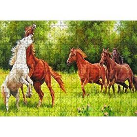 Cakapuzzle Özgür Atlar Ormanda Görseli 120 Parça Ahşap Puzzle