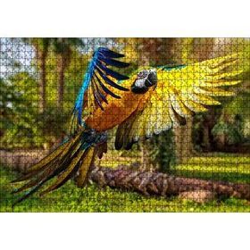 Cakapuzzle Papağan Mavi Turuncu Sarı Ormanda Uçuyor 120 Parça Ahşap Puzzle
