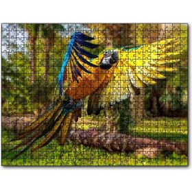 Cakapuzzle Papağan Mavi Turuncu Sarı Ormanda Uçuyor 255 Parça Puzzle