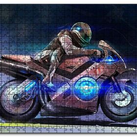 Cakapuzzle Parıltılı Motosiklet Eskizi Görseli Mdf 500 Parça Puzzle