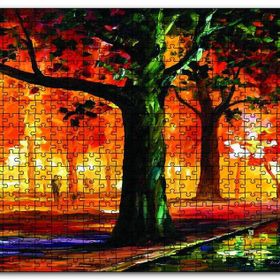 Cakapuzzle Parkta İnsan Manzarası Yağlı Boya Mdf 120 Parça Puzzle