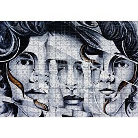 Cakapuzzle Parmaklar ve Yüzler İllüzyonik Duvar Boyama 120 Parça Ahşap Puzzle
